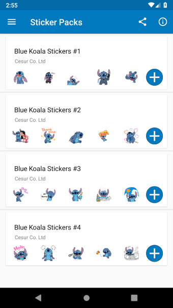 Blue Koala Stitch Stickers For WhatsApp 2020
