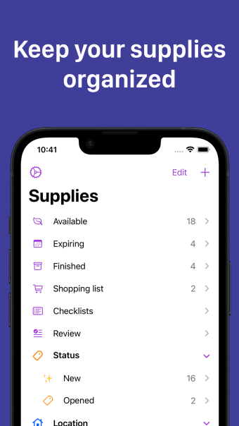 Supplies - home inventory app