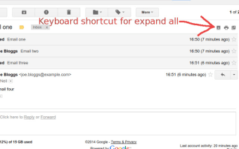 Gmail 'Expand all' keyboard shortcut