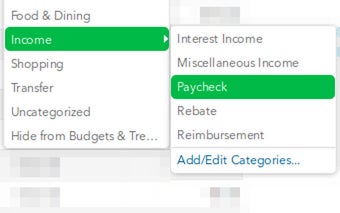 Mint.com - Customize Default Categories