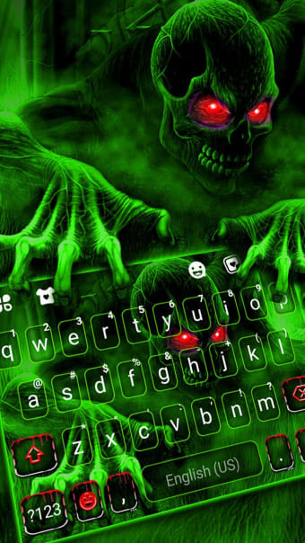 Green Zombie Skull 3 Keyboard Theme