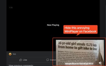 Facebook MiniPlayer Hide