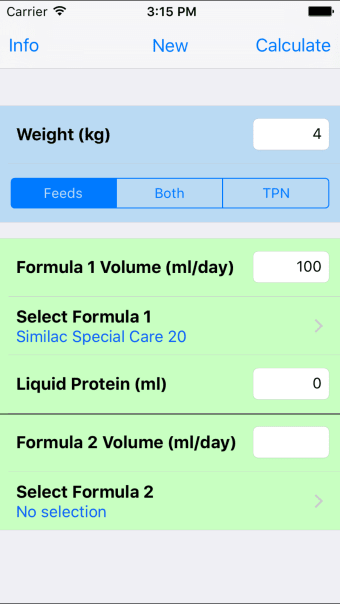 NICU Nutrition Calculator