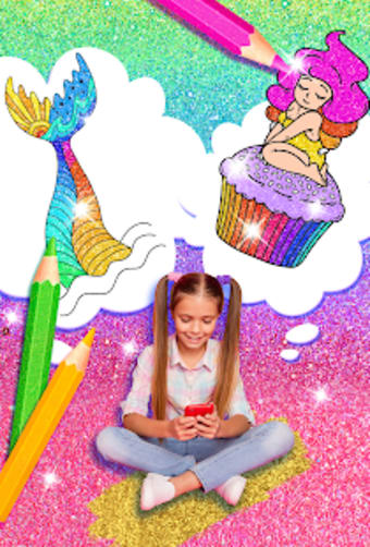 Rainbow Glitter Coloring Book Mermaids