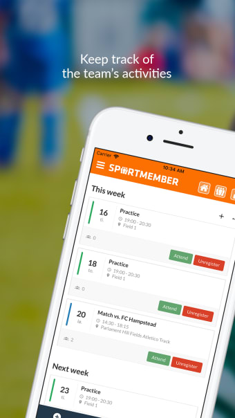 SportMember - Mobile team app
