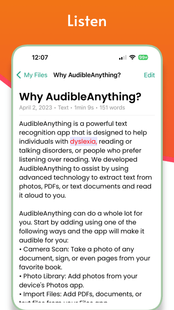AudibleAnything Text to Speech