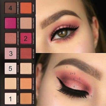 Step by step makeup lip eye face