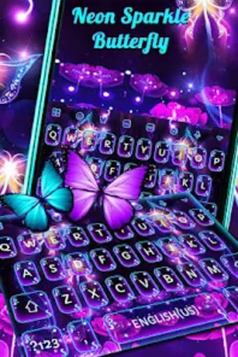 Neon Sparkle Butterfly Keyboar