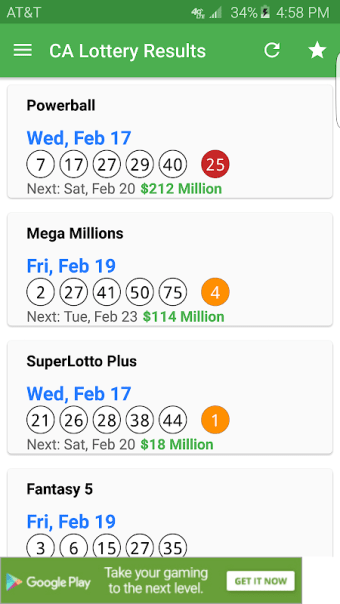 CA Lottery Results