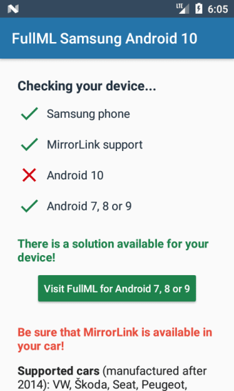 Full MirrorLink Samsung Android 10