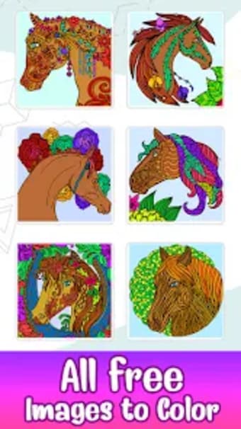 Horse Glitter Color by Number