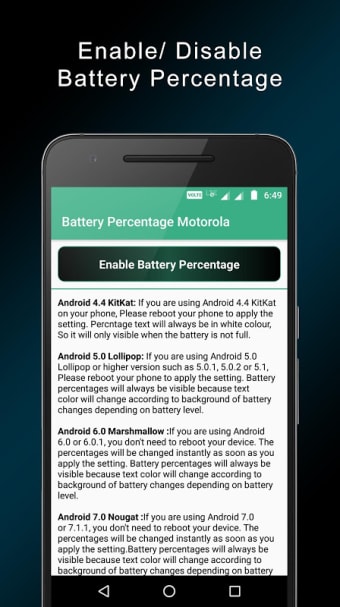 Battery Percentage Motorola