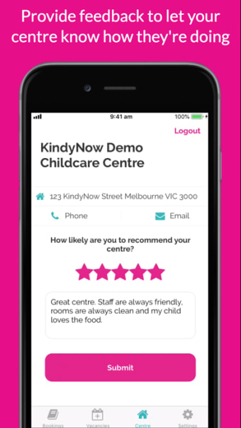 KindyNow Childcare booking App