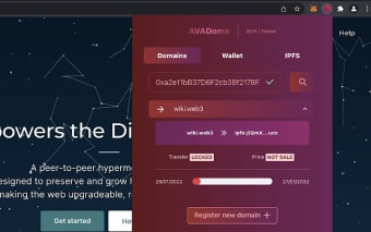 AVADoma - Domains for IPFS, AVAX Wallet
