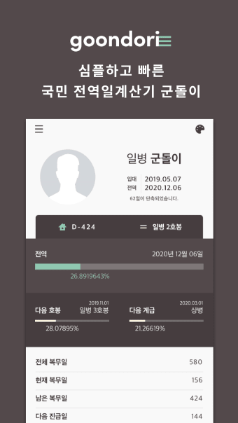 군돌이 - 국민 전역일계산기 앱 Goondori 군대