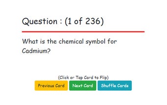 Flash Cards : Periodic Table of Elements