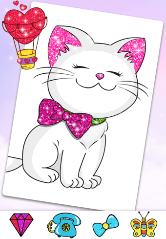 Glitter Cute Cat Coloring Book - Kitty Games