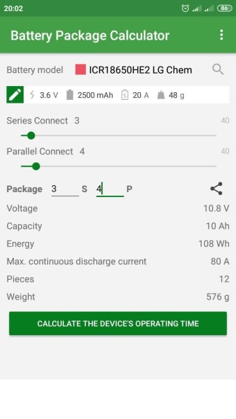 Battery Pack Calculator - for electronics