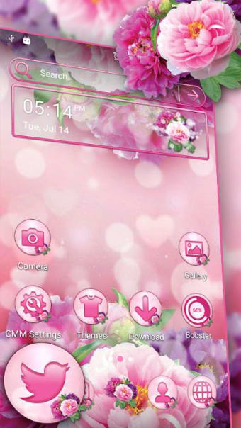 Pink Flower Bokeh Launcher Theme