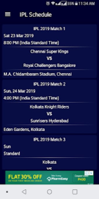 IPL 2019 Schedule Live Score