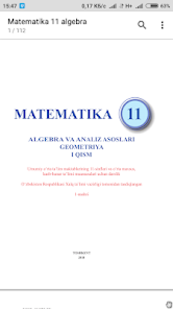 Matematika 11-sinf. Algebra