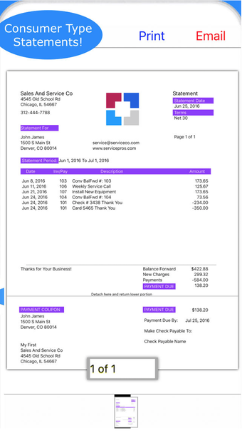 Statements for Monthly Billing