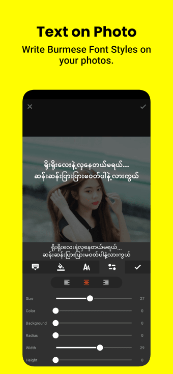 Myanmar font styles on photo