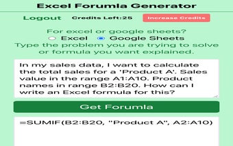 Execel Formula Generator