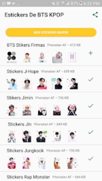 BTS Stickers KPop para Whatsapp