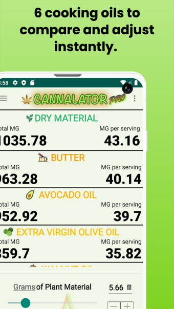 Cannalator weed calculator for THC ediblesCBD oil