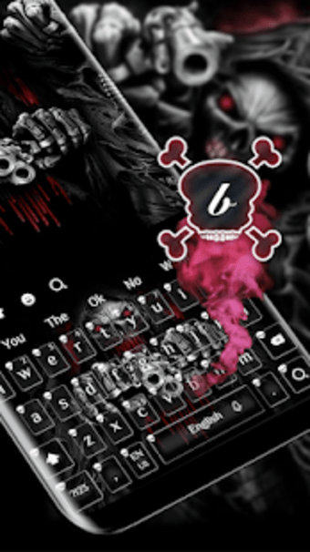 Red Blood Skull Guns keyboard theme