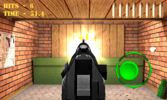 Pistol shooting at the target. Weapon simulator