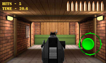 Pistol shooting at the target. Weapon simulator