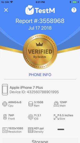 TestM - Check phone  Report
