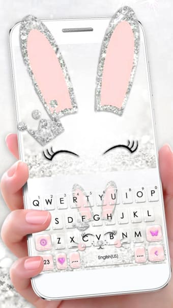 Silver Glitter Bunny Keyboard