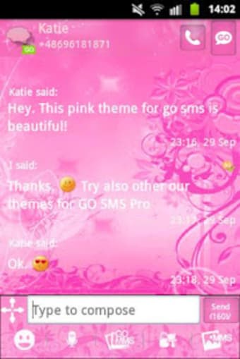 Pink Flowers Theme GO SMS Pro