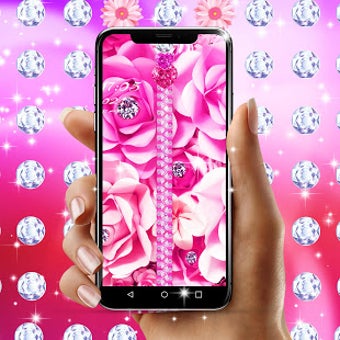 Zipper diamond flower lock screen