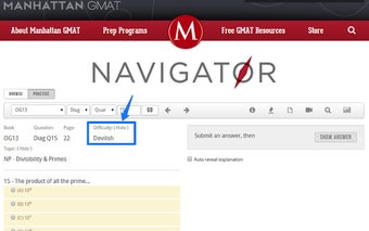 Navigator Difficulty Hider: Manhattan GMAT