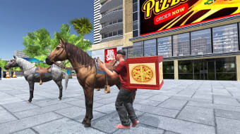 Mounted Horse Pizza Delivery