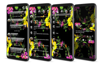 SMS Theme Glass Black Flowers