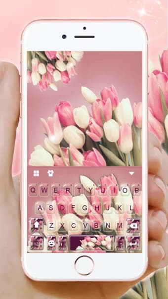 Girly Pink Tulip Keyboard Background