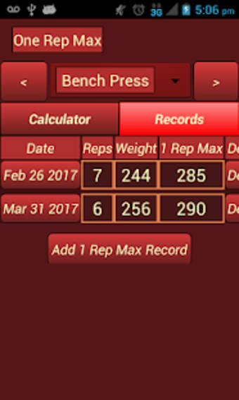 One Rep Max Calculator