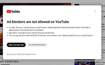 Ad Blockers are not allowed on Youtube