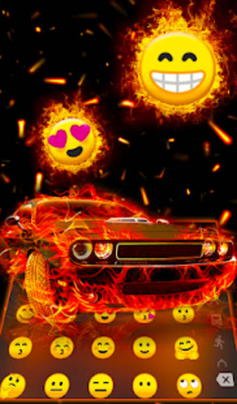 Fire Flaming Car Keyboard Theme
