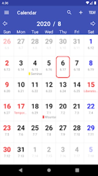 Simple lunar calendar