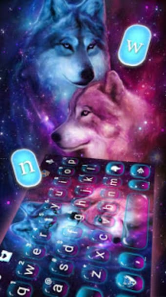 Neon Wolf Galaxy Keyboard Theme
