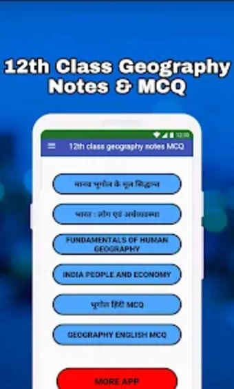 Class 12 Geography Notes  MCQ