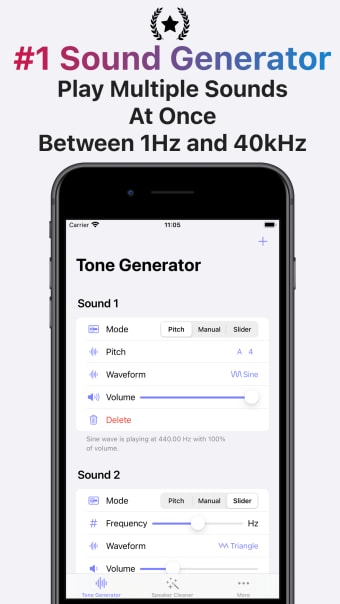 Frequency: Tone Generator  Hz