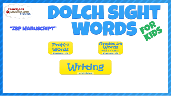 Dolch Sight Words Kids Flashcards  School Letter Writer ZBP