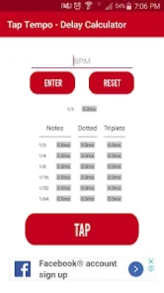 Tap Tempo - Delay Calculator